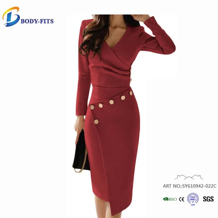 Red Long Sleeve Fall Dress
